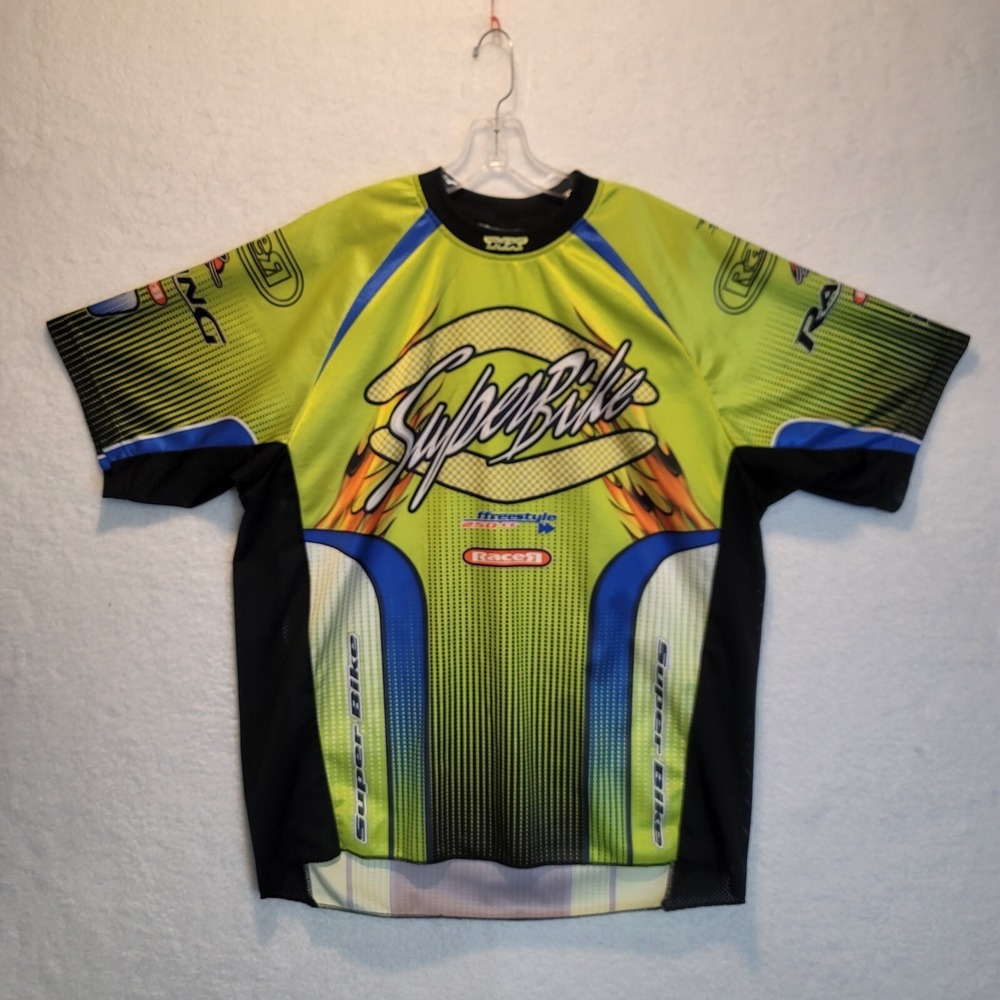 Athletic Works MX Super Bike Graphic Cycling Jersey Mens Short Sleeve Size L
